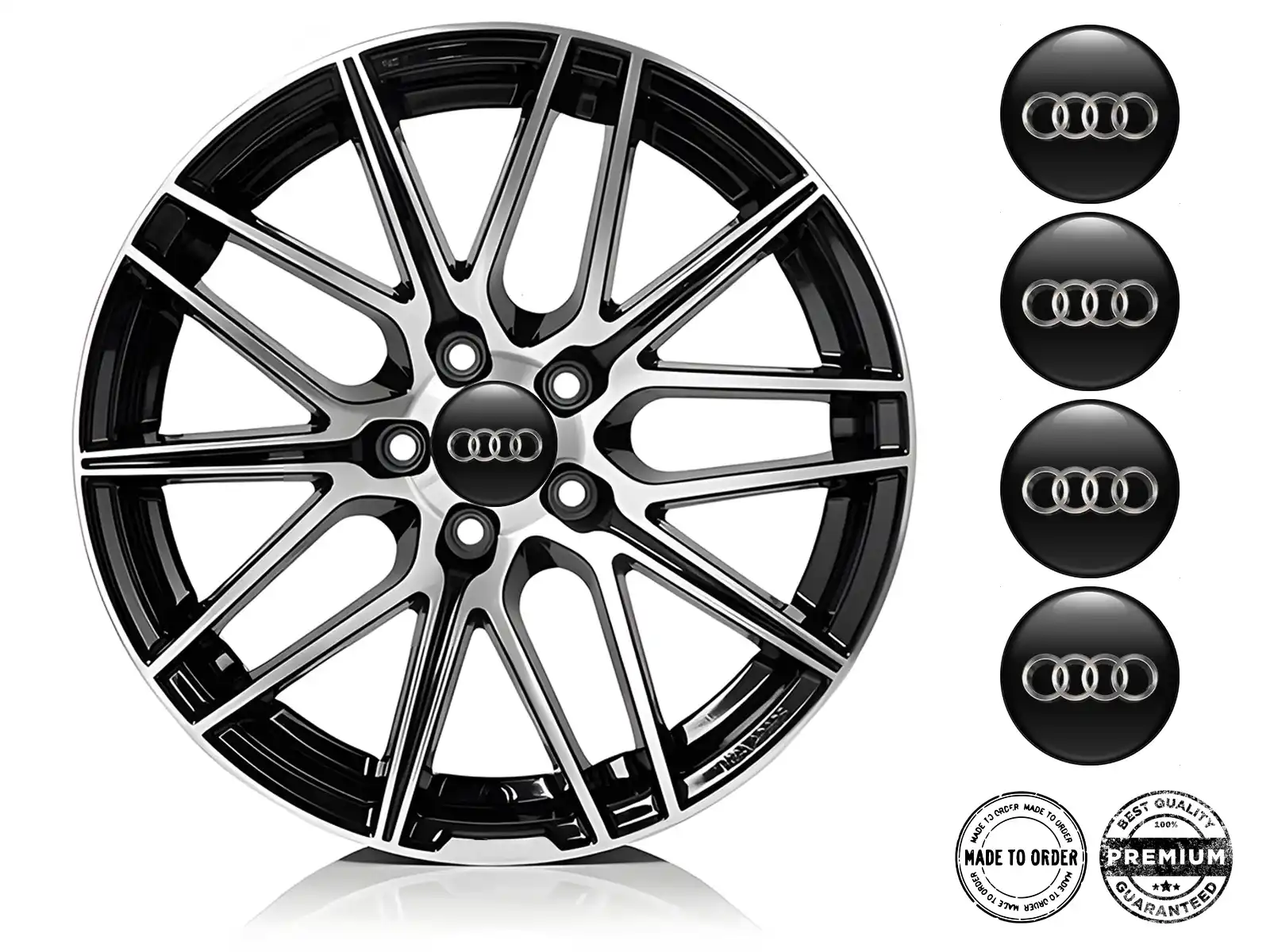 Audi Édition Résine Bombée Logos Cache-Moyeu Personnalisés